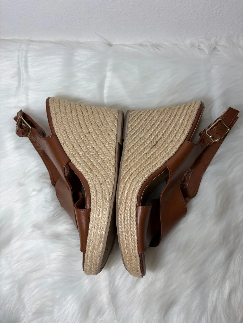 American Eagle Outfitters Tan Brown Espadrille Wedge Slingback Sandals